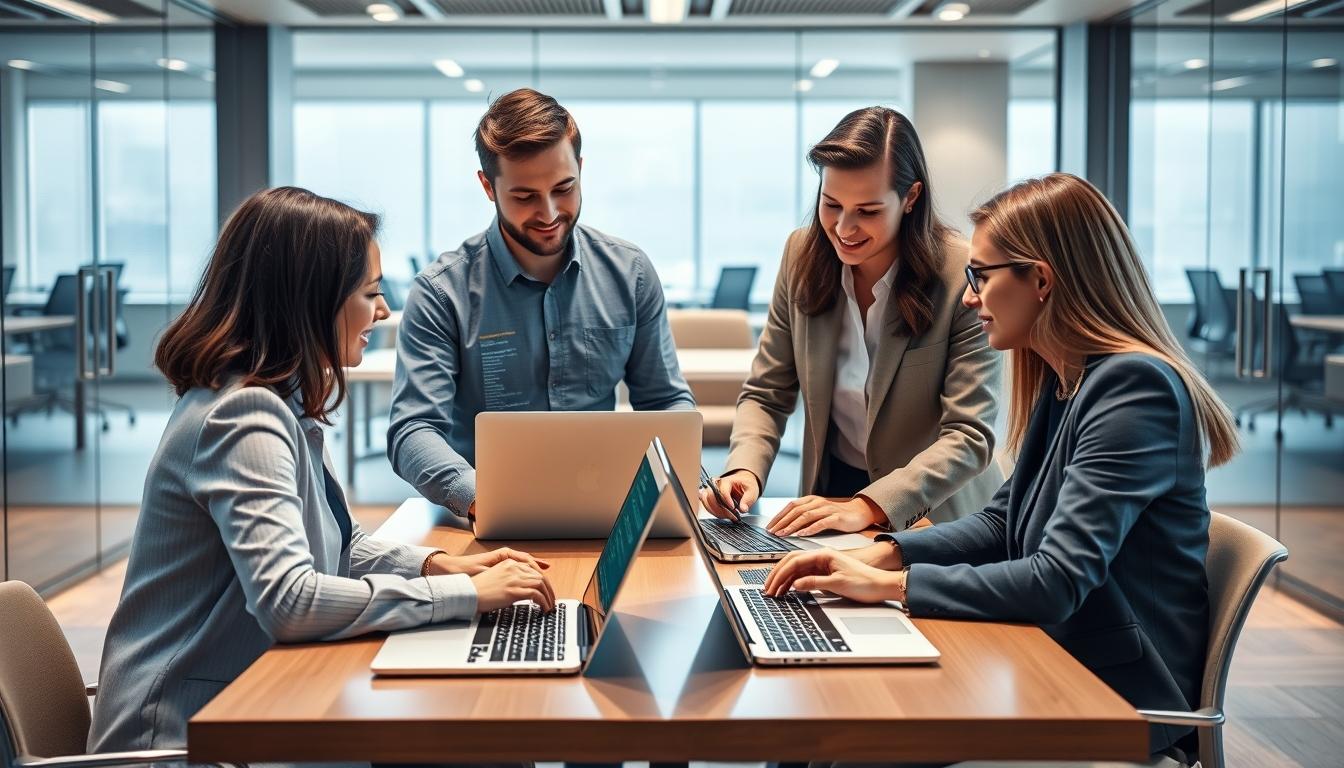 AI software company team and business technology strategy